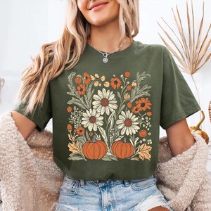 Boho Fall Floral Shirt, Retro Fall shirt, Autumn Vibes Shirt, Pumpkin Season Graphic Tee, Vintage Fall Pumpkin Aesthetic Vintage Fall Shirt bild 7