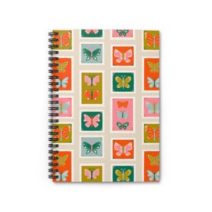 Butterfly Stamps Spiral Notebook - Ruled Line , gifts for her , Mothers Day , spring summer journal , butterfly lovers