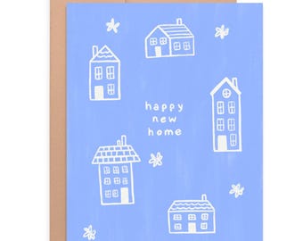 Tarjeta de felicitación para nuevo hogar / Tarjeta de inauguración de casa / Tamaño A2, interior en blanco