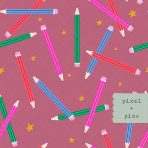 Hand Drawn Pencil Seamless Pattern – School Supplies Digital Paper - teacher gift - arts and crafts - 12”x12” 300 DPI PNG Digital Download