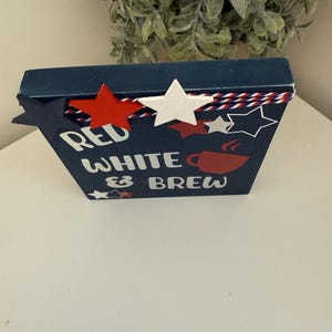 Fjärde juli Röd Vit och Brew Coffee Bar/Barskylt Navy/Silver