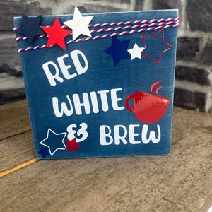 Fjärde juli Röd Vit och Brew Coffee Bar/Barskylt Navy Blue/White