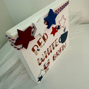 Fjärde juli Röd Vit och Brew Coffee Bar/Barskylt White/4TH