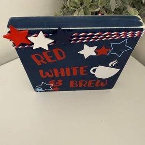 Fjärde juli Röd Vit och Brew Coffee Bar/Barskylt Navy/Red