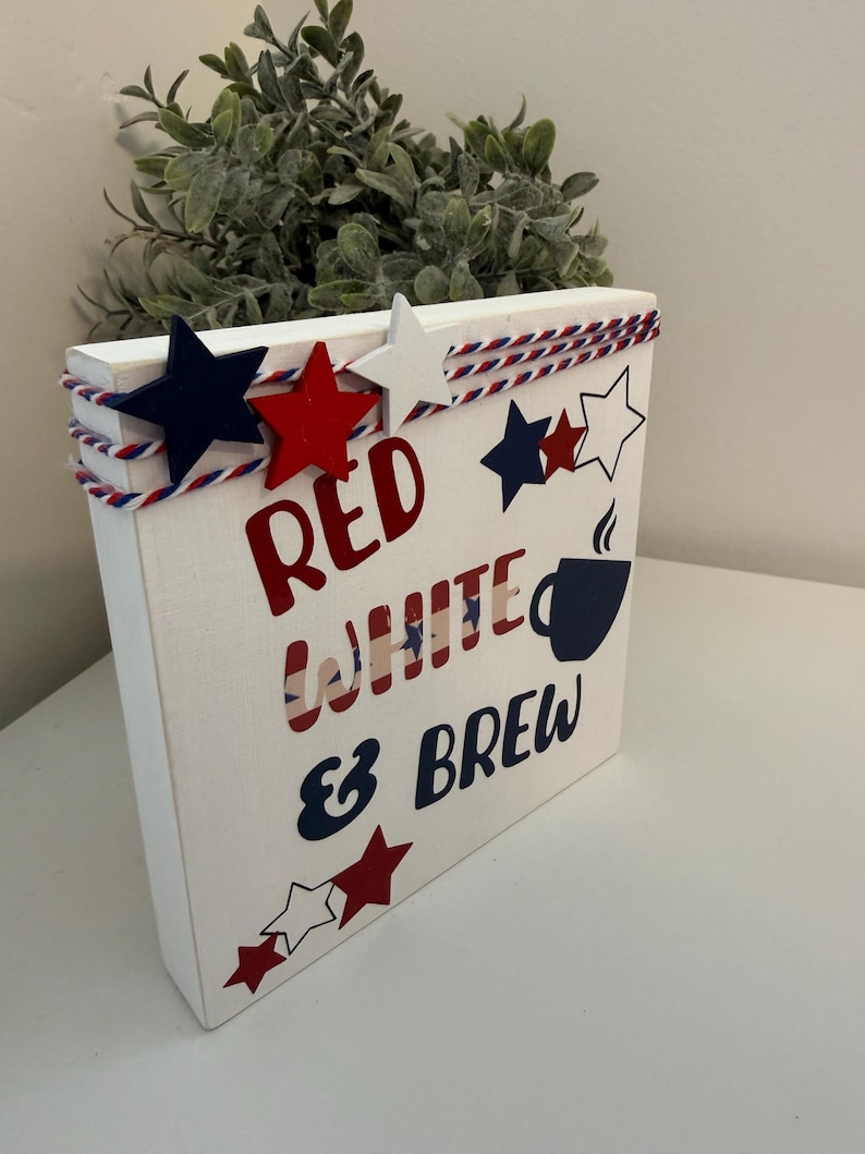 Fjärde juli Röd Vit och Brew Coffee Bar/Barskylt White/Red/4th/blue