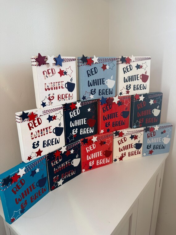 Fourth of July Red White and Brew Coffee Bar/ Bar Sign