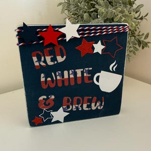 Fjärde juli Röd Vit och Brew Coffee Bar/Barskylt Navy/Patriotic