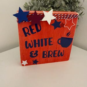 Fjärde juli Röd Vit och Brew Coffee Bar/Barskylt Red/Navy