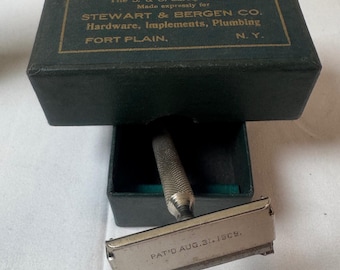Antique S B Safety Razor Stewart Bergen Co Fort Plain NY Pat Aug 31 1909