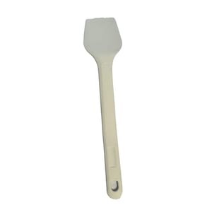 Peut inclure: Une spatule en silicone beige clair avec une tête rectangulaire et un long manche fin. La poignée comporte une découpe rectangulaire et un petit trou à l'extrémité pour l'accrocher. La spatule est conçue pour la cuisine et la pâtisserie.