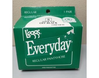 Leggs Everyday Regular Pantyhose Sheer Toe Off Black Size S Vintage 1995 14400
