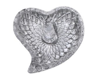 Porta anillos con forma de corazón de cristal de estudio, organizador de joyas y baratijas, cristal transparente