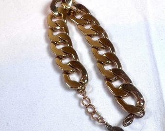 ALDO Gold Tone Chunky Fashion Chain Link Bracelet Extender Lobster Clasp
