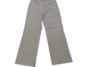 GAP Womens 14R Gray Wool Blend Stretch Wide Leg High Rise Trouser Pants Y2K