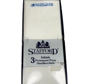 Lot de 2 mouchoirs vintage Stafford Initials, impression permanente, carré 16,5 po.