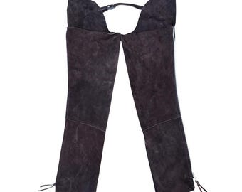 EquiGrip Dark Brown Suede Leather Equestrian Riding Chaps Zip Buckle Size Medium