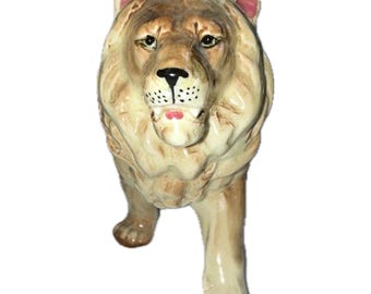 Figurine lion vintage en porcelaine de Pays de Galles, porcelaine peinte à la main, Japon