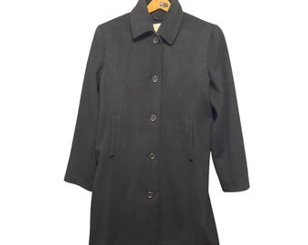Petite veste mi-longue en laine mélangée noire LL Bean pour femme, taille 14