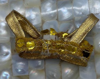Vintage Mattel Barbie Gold Metallic Sequin Crop Top Doll Clothes Accessory