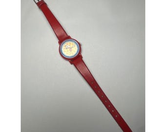 Vintage Lorus Disney Micky Maus Uhr Rotes Armband 80er 90er Jahre Sammler Armbanduhr