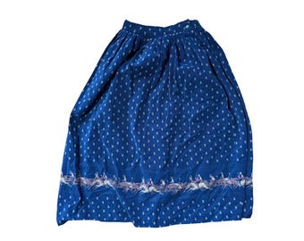 Jupe midi pour femme Herman Geist en velours côtelé bleu à pois imprimé équestre Taille 6