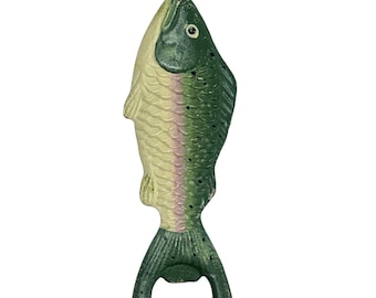Décapsuleur vintage en fonte, poisson, truite, ustensiles de bar, gadget de cuisine, vert