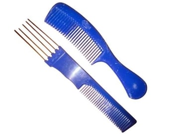 Vintage Blue Plastic Hair Comb Set Detangling Pick Hair Styling Beauty Tools