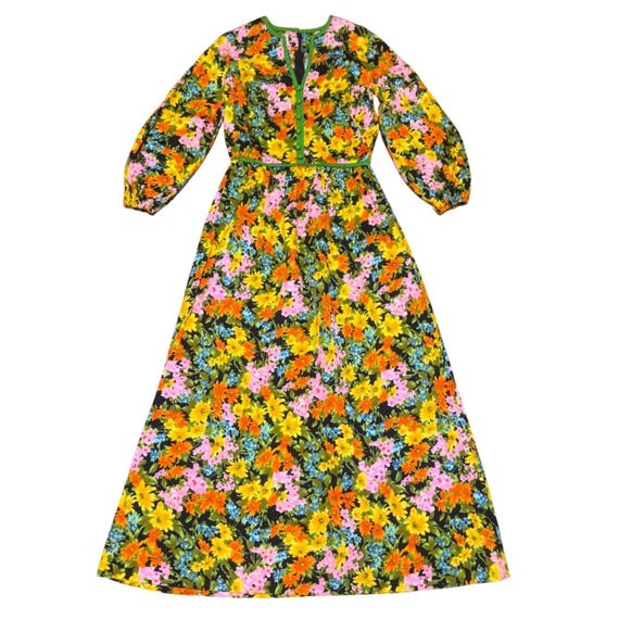 green honolulu flowers long sleeve maxi dress Nature Green Long Sleeve Floral Maxi Dress (Women)