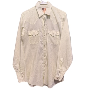 Medalla Vaquero Mens Vintage Western Pearl Snap Shirt Off White Dobby 15-15.5 M