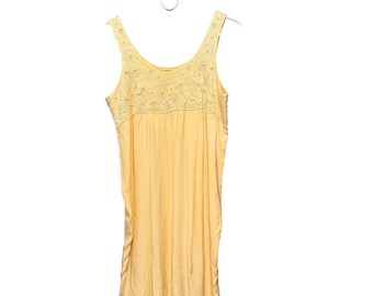 Hussy Yellow Silk Blend Lace Bodice Sleeveless Babydoll Mini Dress Womens 12