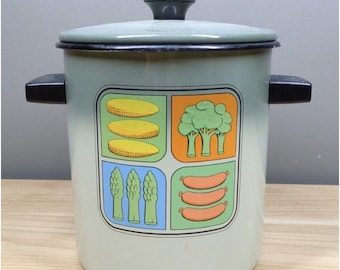 Casserole de légumes vintage en émail avec insert et couvercle Vert