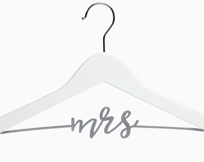 Featured listing image: Silver Mrs Hanger with Hearts, Wedding Hanger