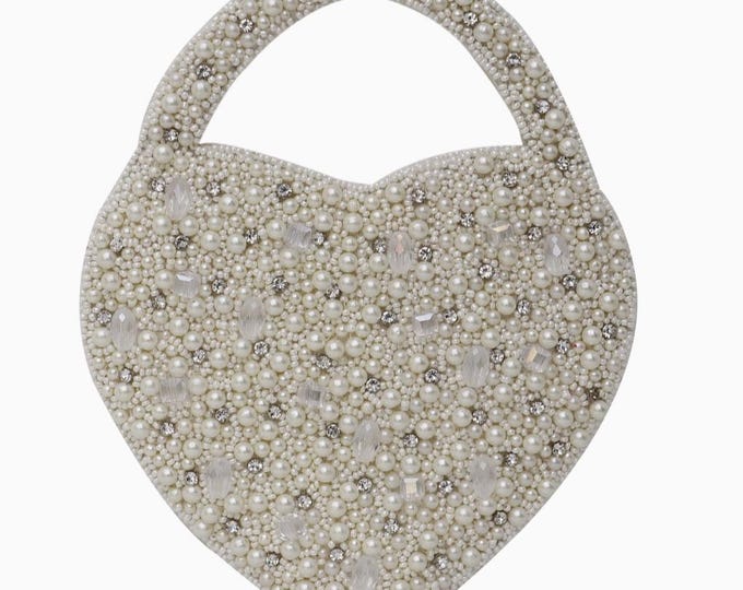 Featured listing image: Heart Shape Pearls Handle Small Bag