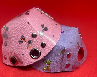Lilac and pink mismatch bow toe guards