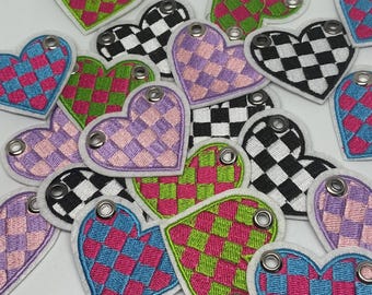 Skate lace charms checkered love hearts