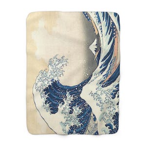 Sherpa Fleece Blanket -- The Great Wave off Kanagawa by Hokusai