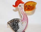 Murano-Style Glass Pelican with Fish