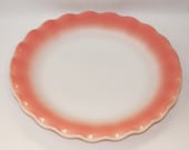 Two Hazel Atlas Ripple Pink Crinoline Dinner Plates