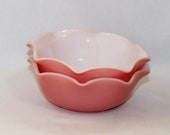 Two Hazel Atlas Ripple Pink Crinoline Cereal Bowls