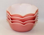 Hazel Atlas Ripple Pink Crinoline Cereal Bowls - Set of Four