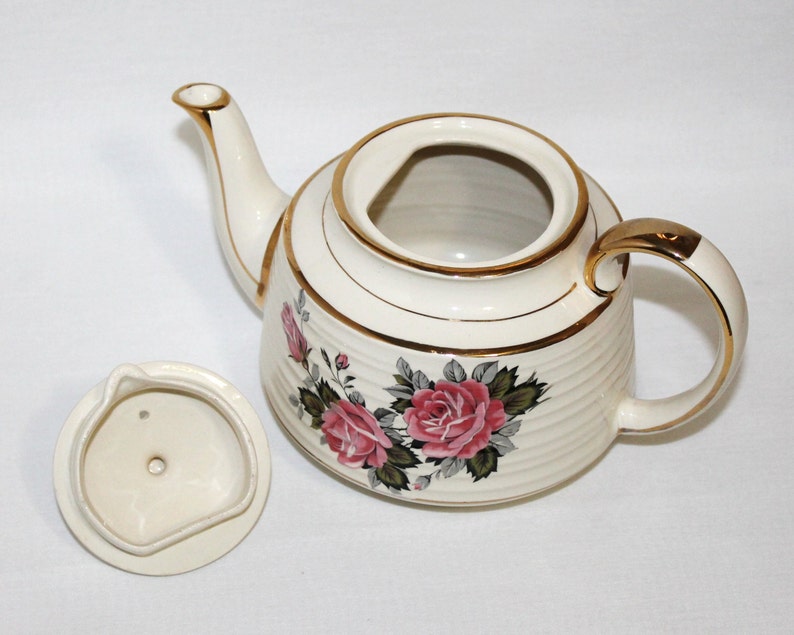 Sadler England Pink Rose Teapot with Gold Trim Pattern 3498 Etsy