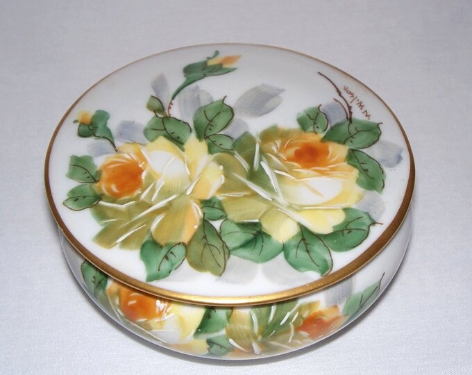 Antique Vienna Austria Powder Jar Roses Hand Painted Etsy