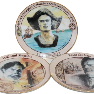 Choice of One Age of Discovery Portrait Plate - Christopher Columbus, Ferdinand Magellan or Vasco Da Gama