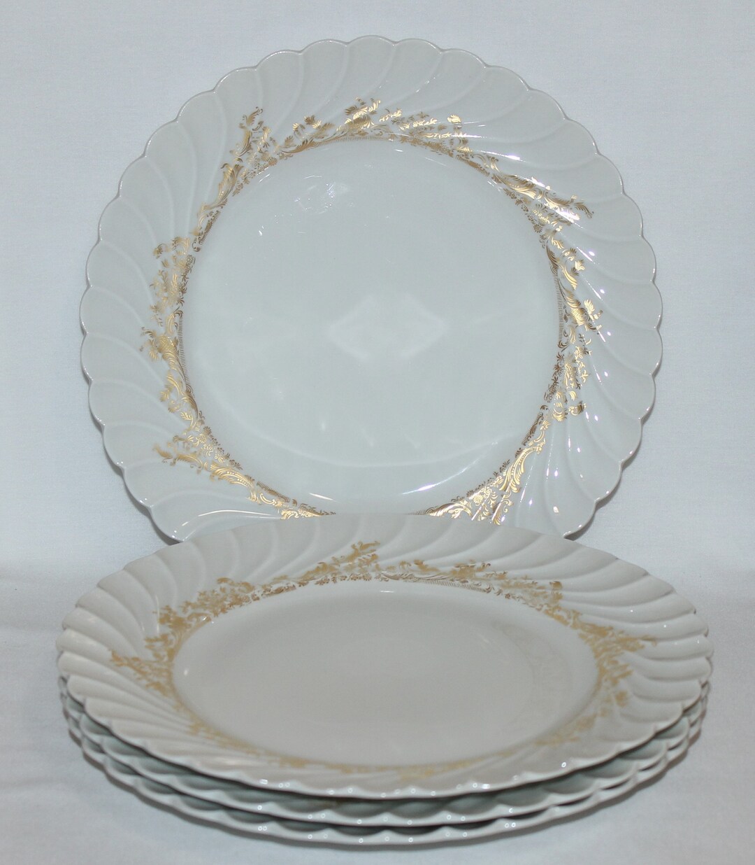 Haviland Limoges LADORE Dinner Plates White and Gold Etsy