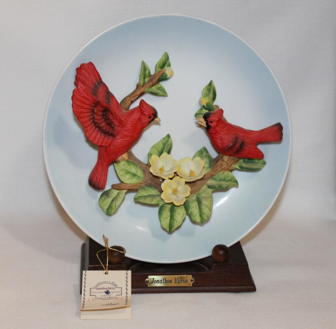 Jonathon Byron Cardinal Plate with Display Stand Americana Etsy