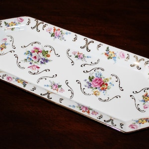 Limoges Porcelain Floral Tray - AJCO France