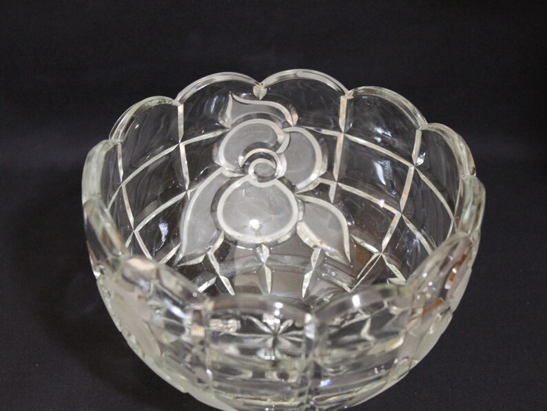 Lead Crystal Footed Candy Bowl With Frosted Roses Etsy