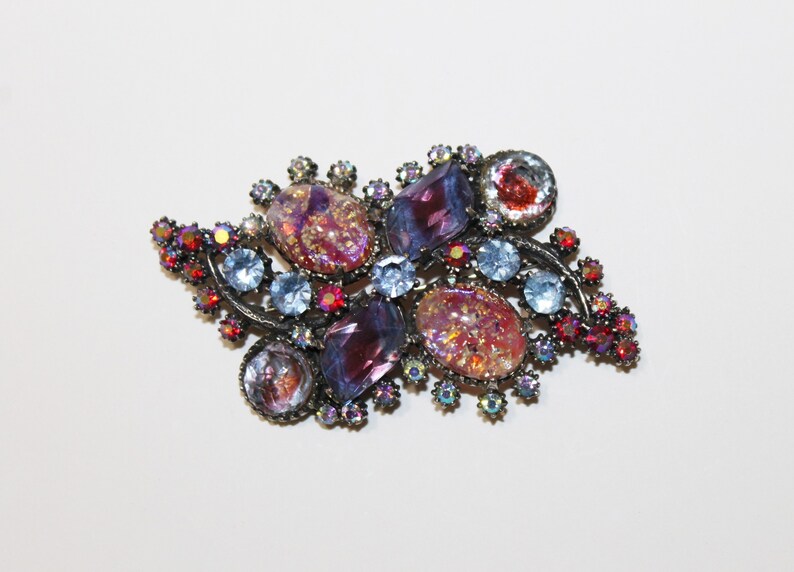 Unmarked Early Florenza Fruit Salad Statement Brooch