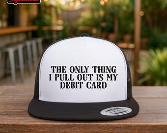 Funny Trucker Hat for Dad, Sarcastic Debit Card Spending Joke Gift for Husband, Men's Birthday Present, Humor Mesh Snapback Cap