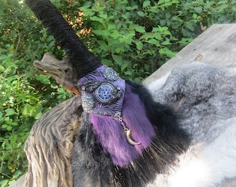 Witch's Altar Broom 12", Purple Besom Broom with Polymer Clay Design, Witchcraft Supply, Wicca Pagan Decor, Gift for Wiccan, Pagan Gift